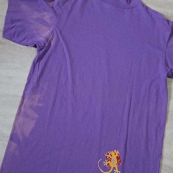 Vintage Lizard Graphic KK10 Purple Turtle Neck Faded T-Shirt One Size Fits All - Picture 5 of 12